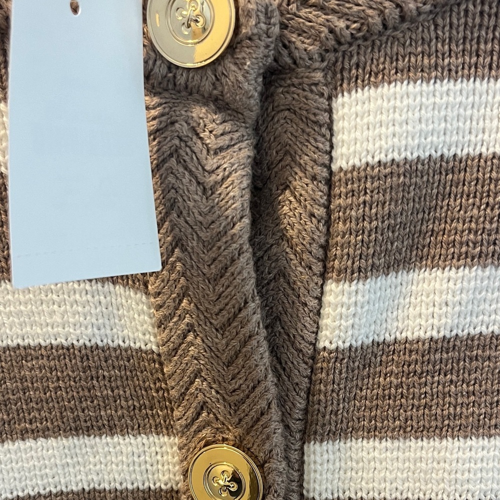 J. Crew Brown and White Striped Cropped Cardigan - Picture 2 of 3